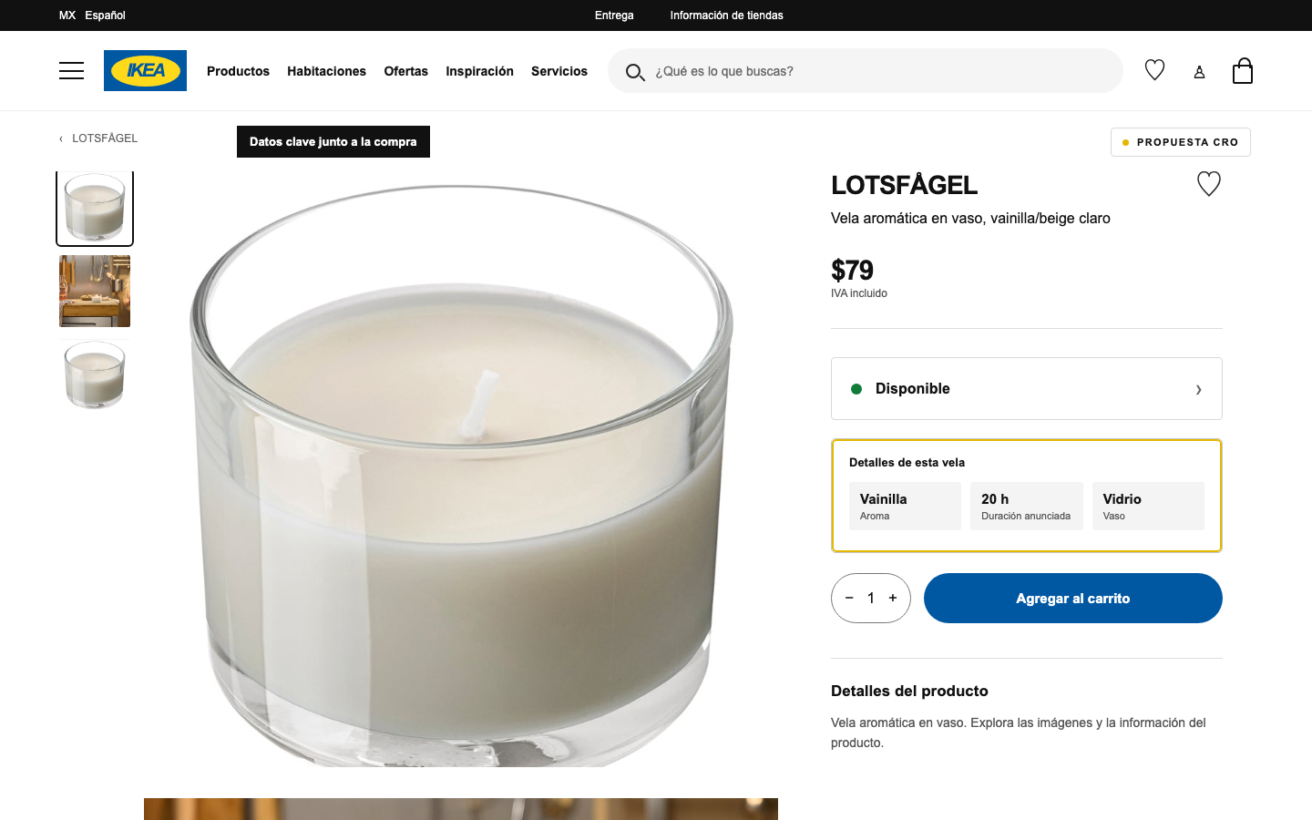 CRO proposal with key candle facts beside the purchase controls