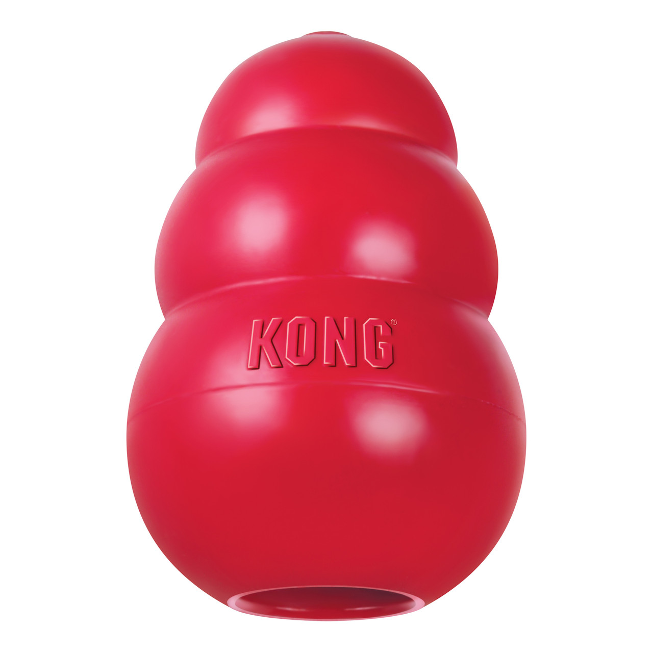KONG Classic rojo con la abertura orientada hacia arriba
